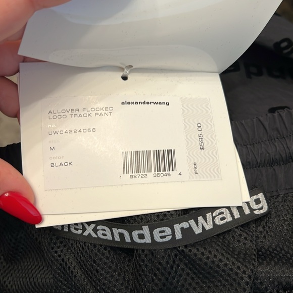 New AlexanderWang track pant medium.Allover flocked logo track pant.Not worn. - Picture 2 of 4